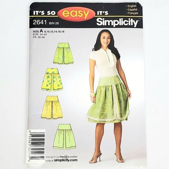 Simplicity, 2641, UNCUT Sewing Pattern, Skirts,  Sizes A, 8-18 - Picture 1 of 2